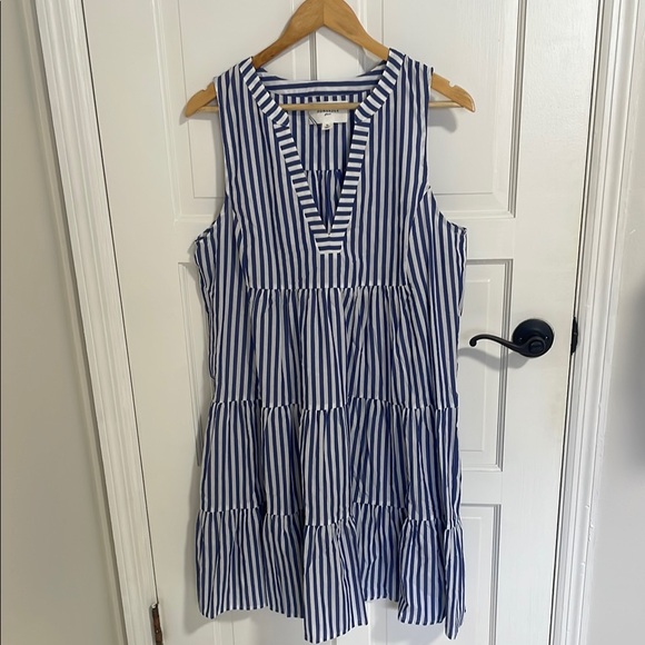 Pomander Place Kenzo Blue and White Striped Poplin Dress Size XL - Picture 6 of 12